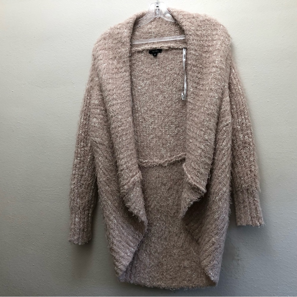 XOXO Shawl-Collar High Low Hem Cardigan Women's Size M Tan - Picture 11 of 11